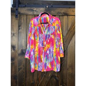Soft Surroundings Multicolored Festiva Vibrant Tie Dye Shirt